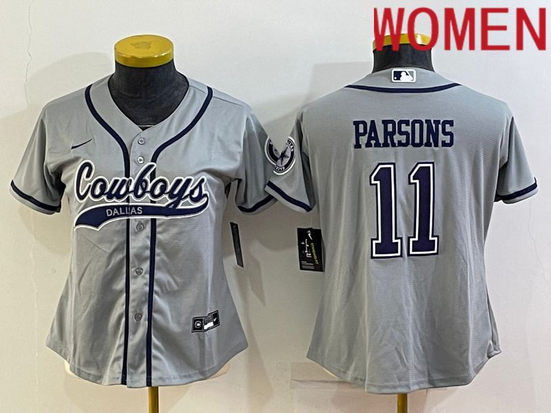 Women Dallas Cowboys 11 Parsons Grey 2022 Nike Co branded NFL Jersey